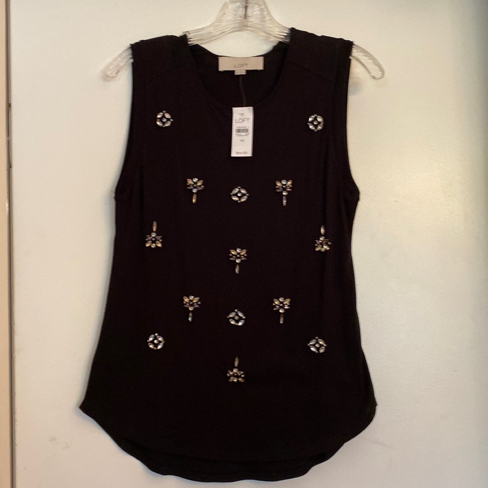 Loft sleeveless dressy top with sparkly embellishments